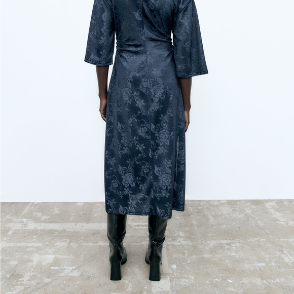 Zara JACQUARD KIMONO DRESS - Picture 9 of 14